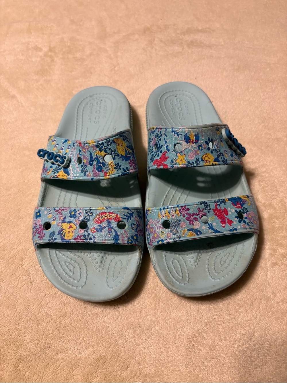 CROCS Light Blue Little Mermaid Double-Strap Slide Sandals
